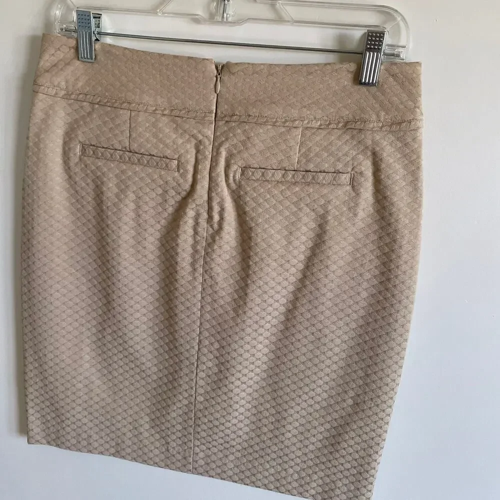NWT Ecru Sand Textured Slim Pencil Skirt